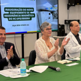Mesa institucional da inauguração do novo aparelho de ressonância do HC