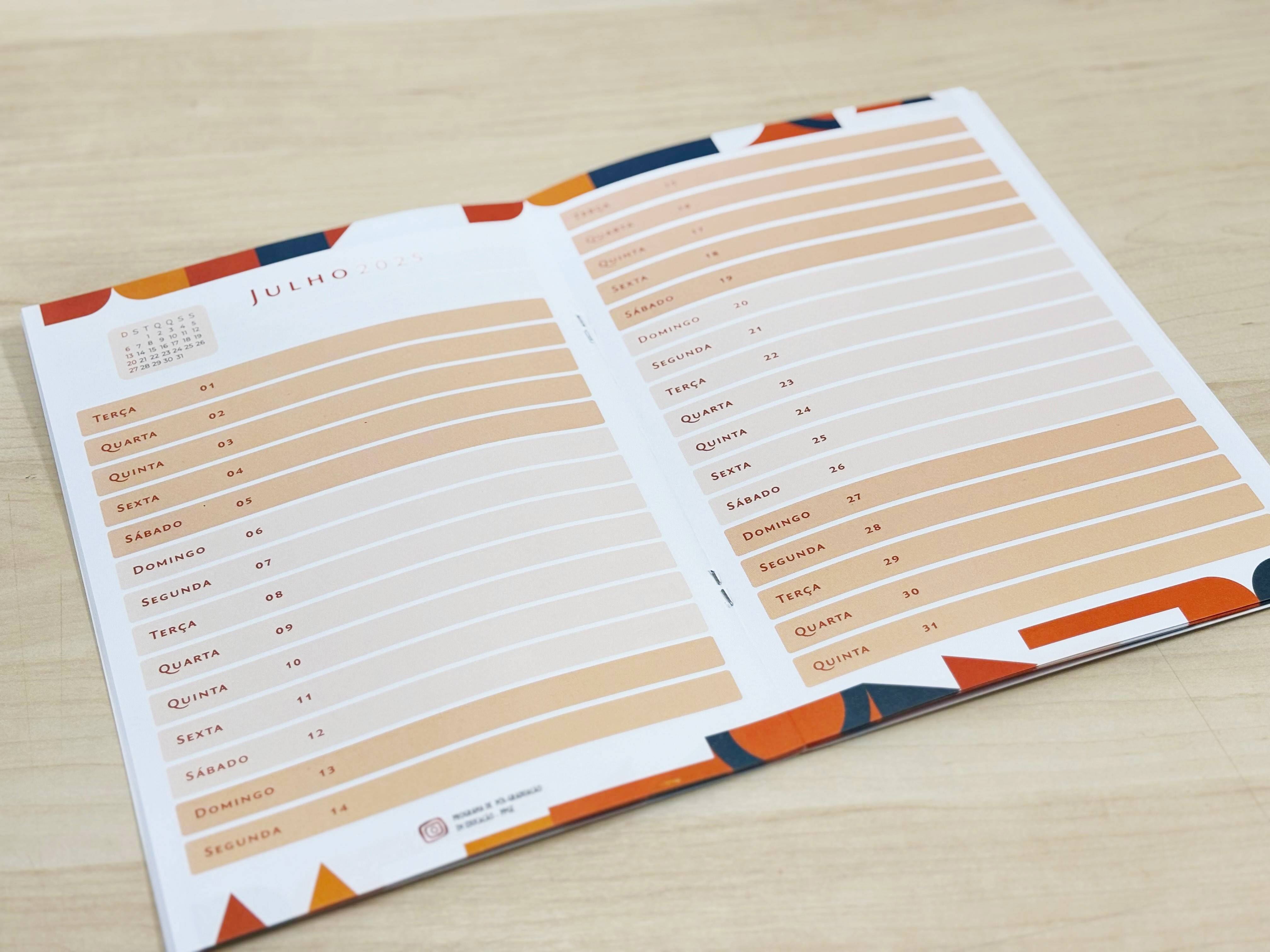 Planner desenvolvido e impresso pelo Cegraf