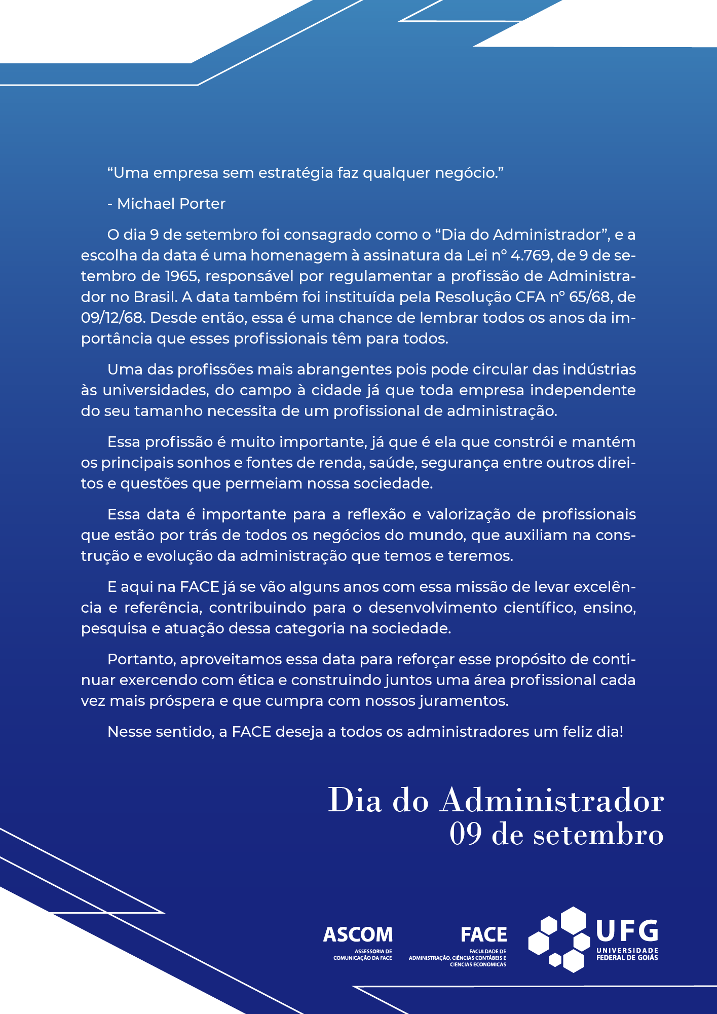 carta da semana do administrador