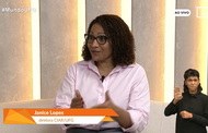 Imagem mostra professora Janice Lopes em entrevista na TV UFG
