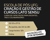 Banner de divulgação do curso Escola de Pós: Criação e gestão de cursos Lato Sensu.