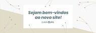 imagem com fundo cinza e grafismos tem texto que diz: Sejam bem-vindos ao novo site!