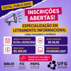 Imagem mostra informações de seleção do curso de especialização em Letramento Informacional 