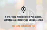 Texto na Imagem: Congresso Nacional de Pesquisas, Estratégias e Recursos Educacionais - 14 a 16 de outubro de 2022