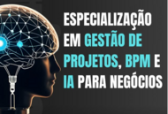 Imagem mostra detalhes de curso de especialização em IA, BPM e Projetos