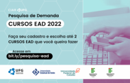 Texto na Imagem: Texto na Imagem: CIAR UFG - Pesquisa de Demanda  Cursos EaD 2022 - Faça seu cadastro e escolha até 2 cursos EaD que você queira fazer - Acesse em bit.ly/pesquisa-ead - Marcas da UFG, UEG, UFCat, IFG e IF Goiano