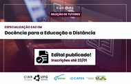 Imagem mostra detalhes de seleção de Tutores para curso de espacialização em Docência para a EaD
