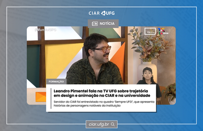Imagem mostra detalhes de participação do servidor Leandro Pimentel em programa da TV UFG 
