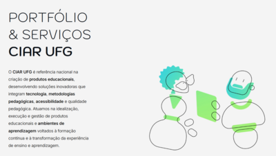 Imagem mostra captura de tela do portfolio de serviços do CIAR