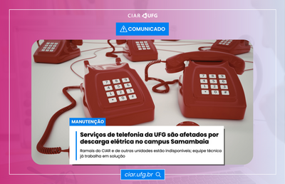Imagem mostra informações sobre interrupção de serviços de telefonia no CIAR