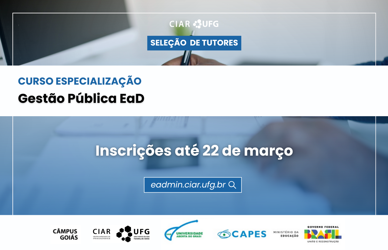 Inscrições abertas para Tutores na Especialização EaD em Gestão Pública ...