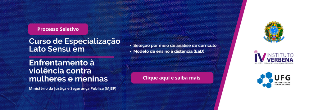 Imagem mostra informações do curso de especialização em Enfrentamento à Violência contra Mulheres e Meninas