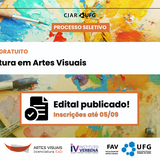 Imagem mostra informações sobre vestibular da UFG, com vagas para o curso de Artes Visuais EaD