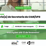 Imagem mostra informações de seleção de estagiário do CIAR