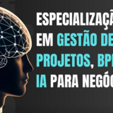 Imagem mostra detalhes de curso de especialização em IA, BPM e Projetos