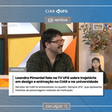 Imagem mostra detalhes de participação do servidor Leandro Pimentel em programa da TV UFG 
