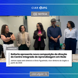 Imagem mostra fotografia da reitora, vice-reitora da UFG e nova diretoria do CIAR