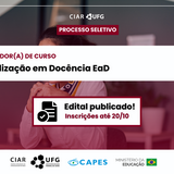 Imagem mostra detalhes de seleção para coordenação de curso de Especialização em Docência para a EaD