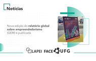 Capa notícia lançamento nova edição GEM- Manchete "Nova edição do Global Entrepreneurship Monitor é publicada". Na foto a capa do relatório. 