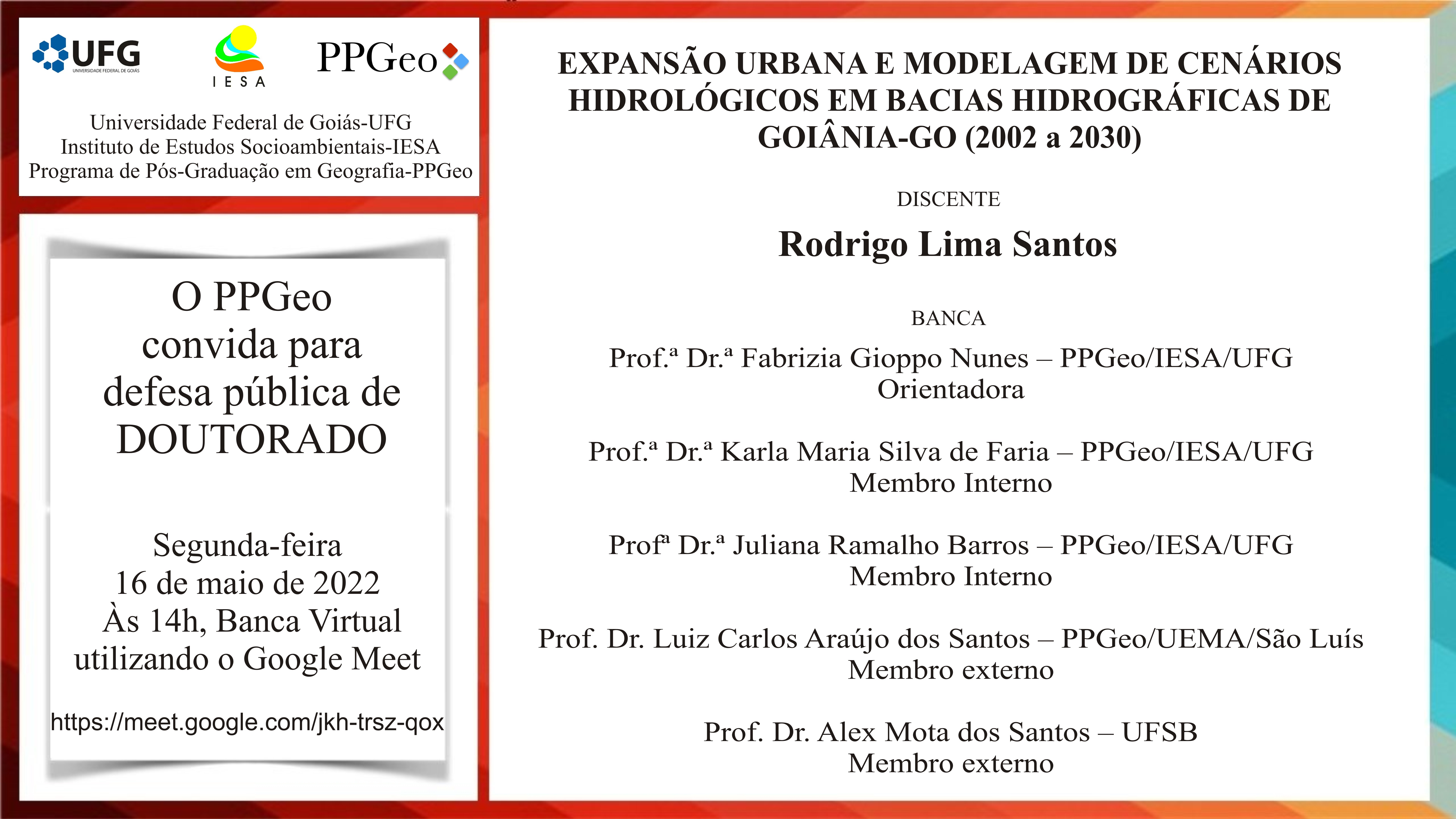 Cartaz de Defesa de Tese - Rodrigo Santos