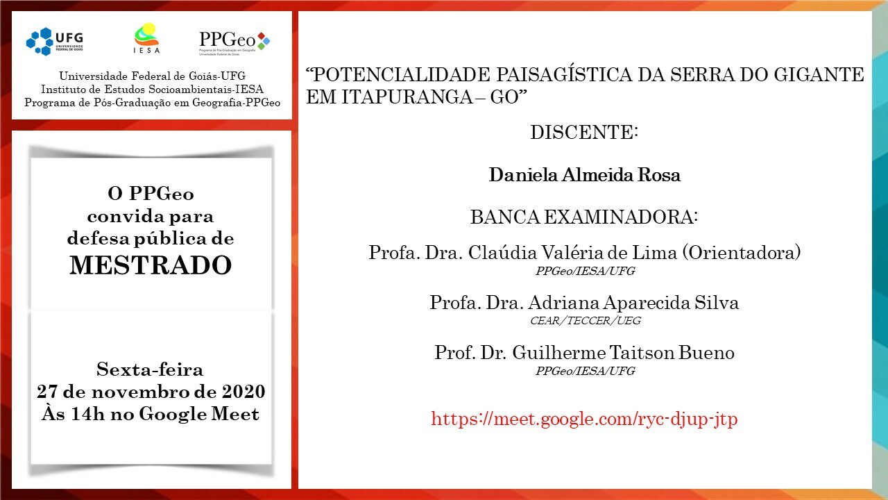 Banca de Defesa de Mestrado de Daniela Almeida Rosa
