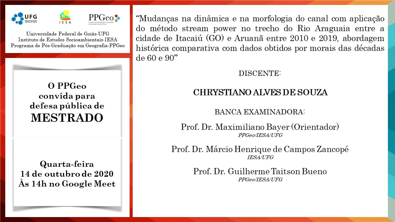 Banca de Defesa de Mestrado de CHRYSTIANO ALVES DE SOUZA