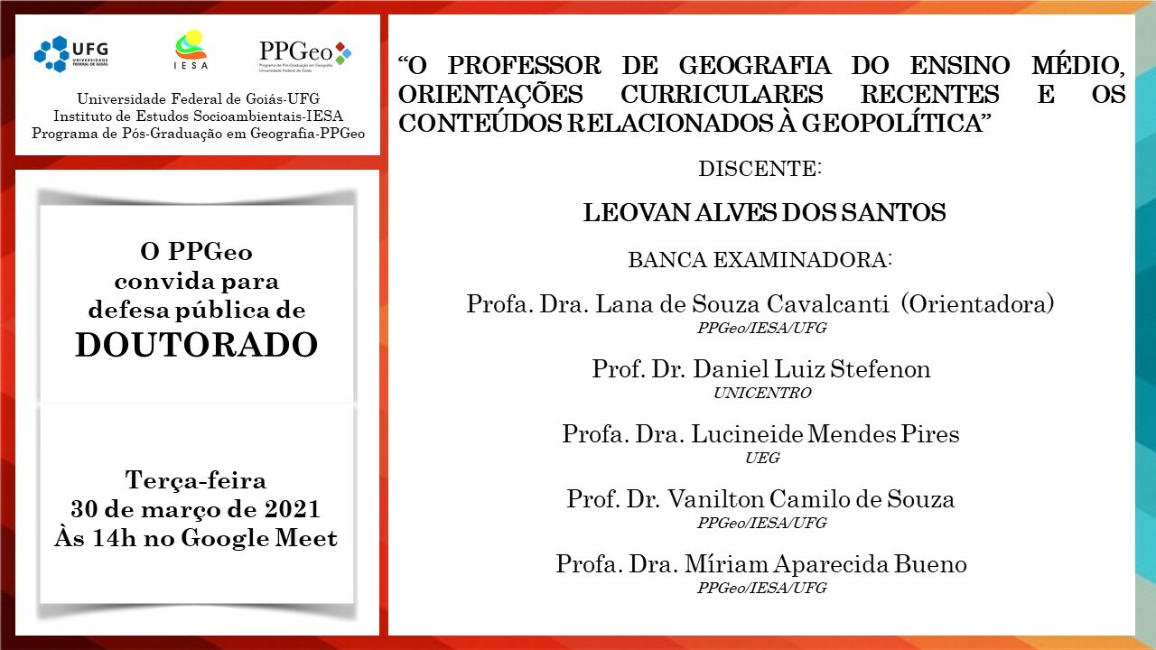 Banca de Defesa de Doutorado de Leovan