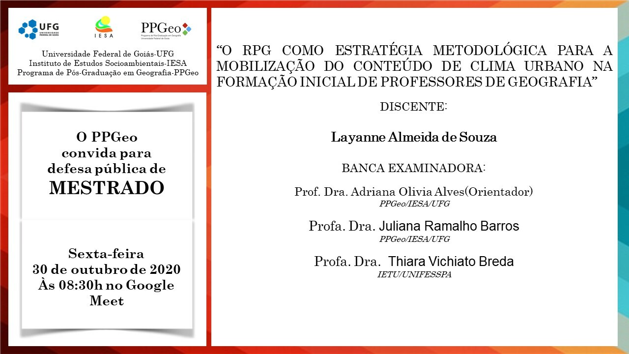 Banca de Defesa de Mestrado de Layanne Almeida de Souza