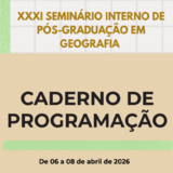 XXXI Seminário Interno de Pós-Graduação em Geografia (SINPGeo) - programação