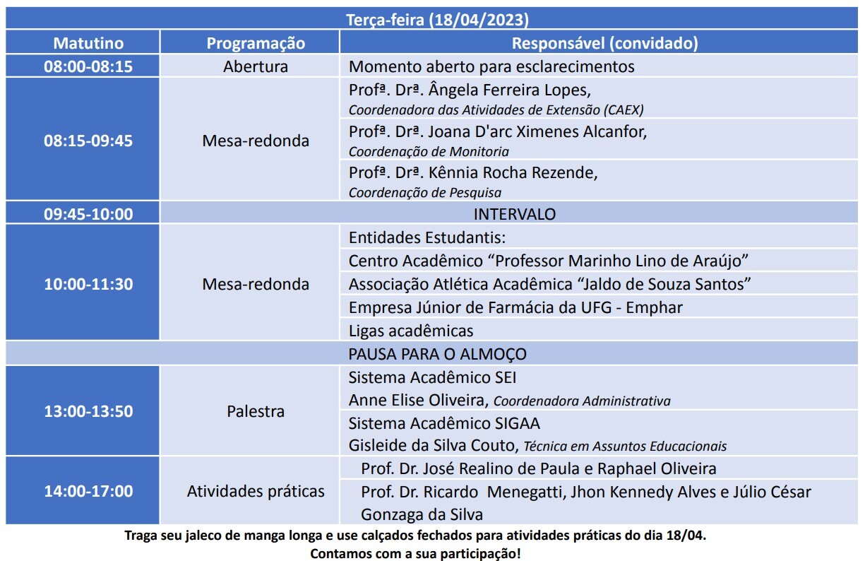 Acolhida programação