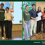 Professora Ruth Losada de Menezes ao lado de um estudante, e professora Natasha Yumi Matsunaga Spicacci com participantes do ECIF 2026, na PUC Goiás.