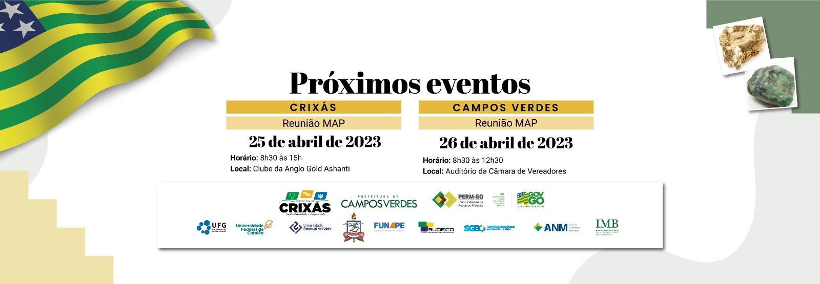 banner evento crixás e campos verdes