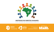 banner_notícia_turma_especial
#ParaTodosVerem: Banner institucional com fundo cinza claro e faixa horizontal laranja na parte inferior. No centro superior da imagem está o logotipo do “Mestrado em Direitos Humanos com Ênfase em Segurança Pública”. O símbolo apresenta o mapa do Brasil em verde, envolvido por figuras humanas estilizadas em diferentes cores — amarelo, laranja, vermelho, verde, azul, preto e marrom — formando um círculo que representa diversidade e inclusão. Abaixo do símbolo está escrito em letras pretas: “Mestrado em Direitos Humanos”, seguido da frase “com ênfase em segurança pública” em letras menores. Na faixa laranja inferior aparecem, em branco, os logotipos do NDH/UFG (Núcleo Interdisciplinar de Pesquisa, Ensino e Extensão em Direitos Humanos da Universidade Federal de Goiás), da UFG, do Ministério da Justiça e Segurança Pública e do Governo Federal do Brasil.