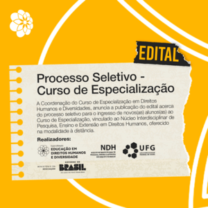Edital Curso de Especialização em Direitos Humanos e Diversidades