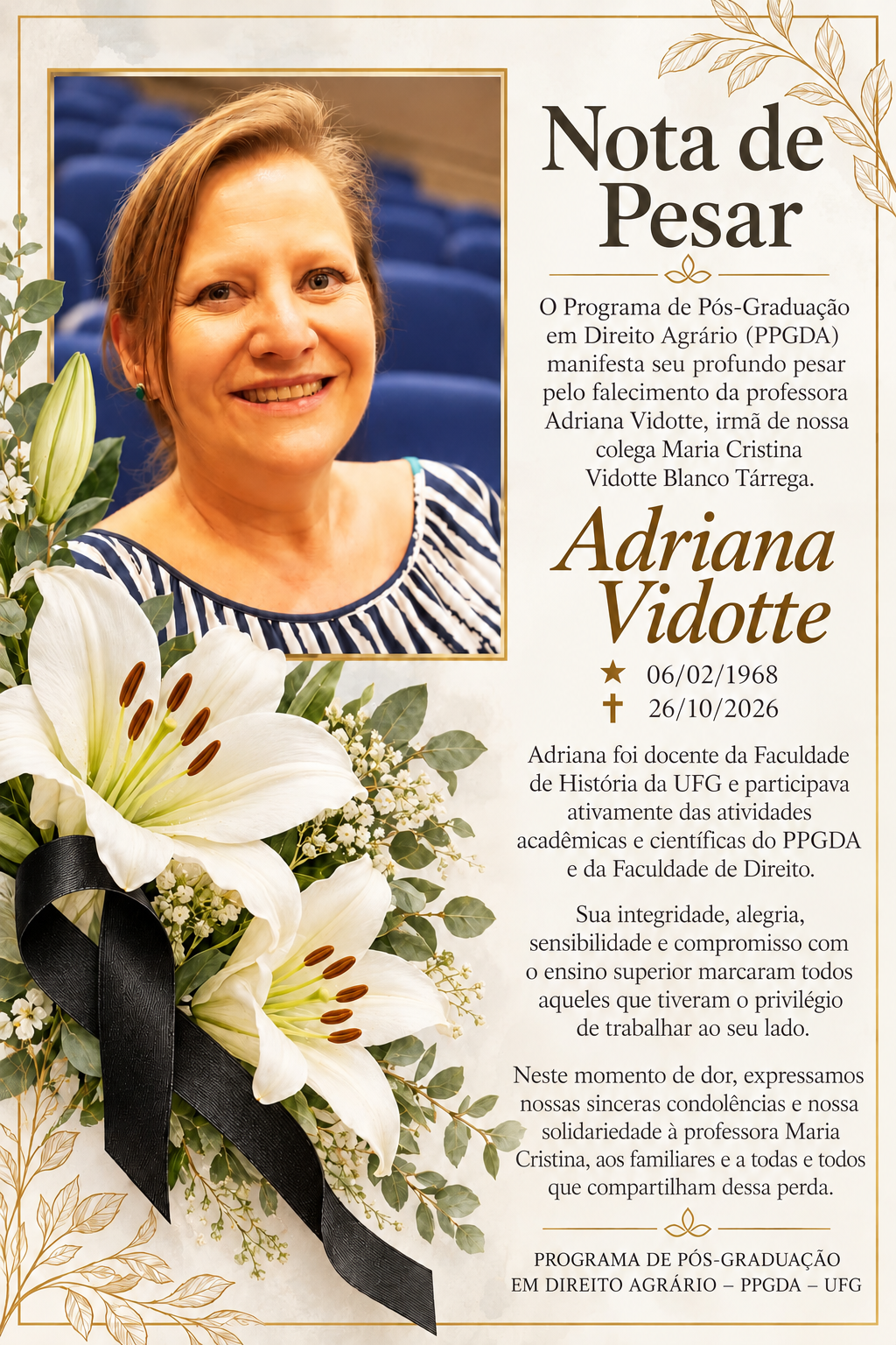 NOTA DE PESAR ADRIANA VIDOTTE