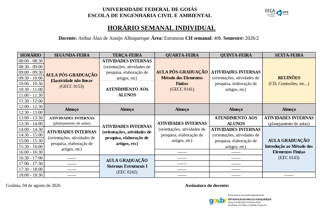 Horário de Atendimento