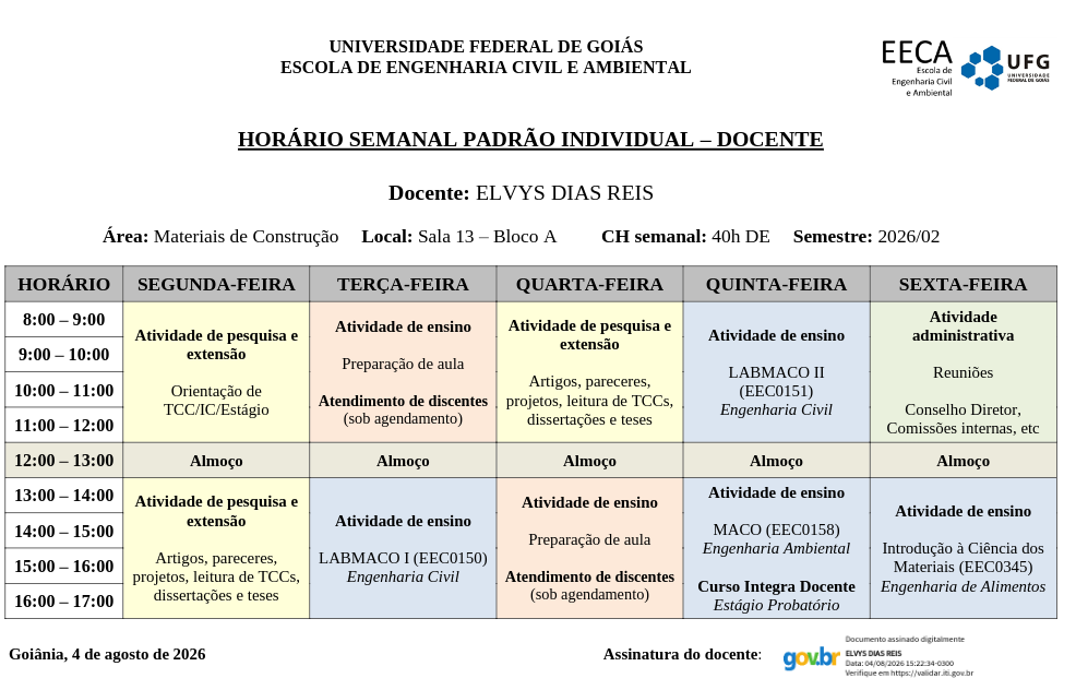 Horário de Atendimento