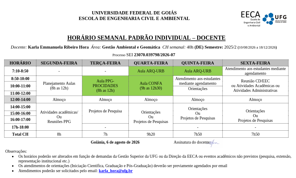 Horário de Atendimento
