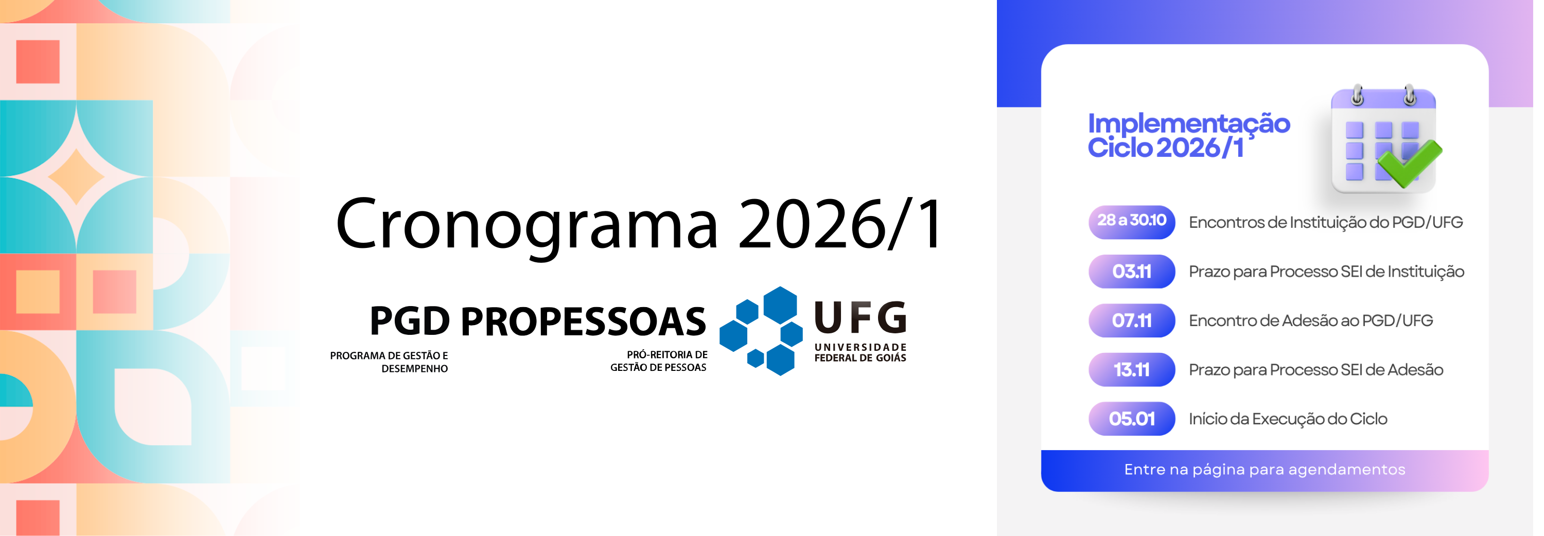 Banner cronograma PGD/UFG 2026/1