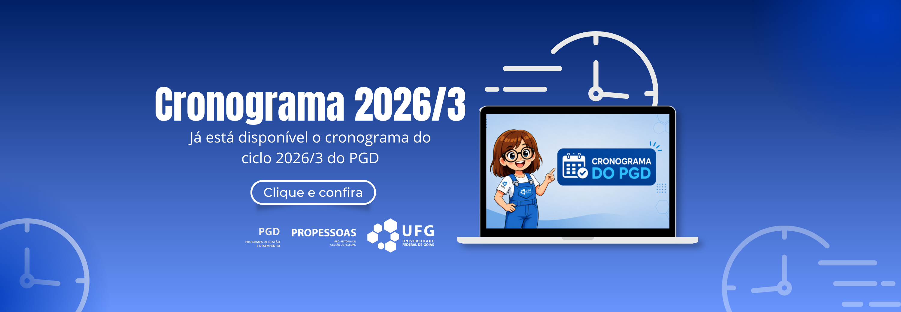 Banner de anuncio do cronograma do ciclo 2026/3 do PGD