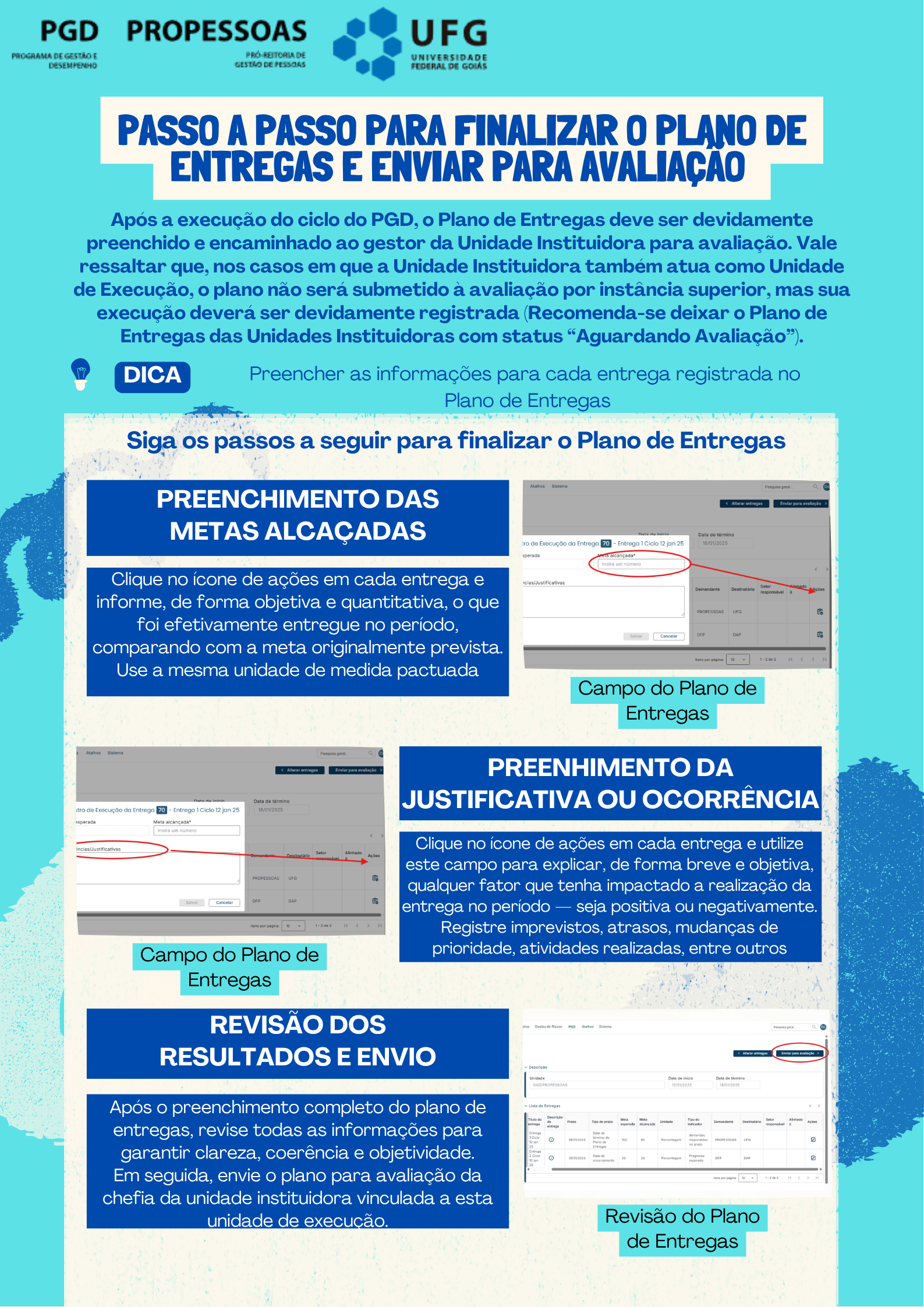 Passo a passo registros no Plano de Entregas