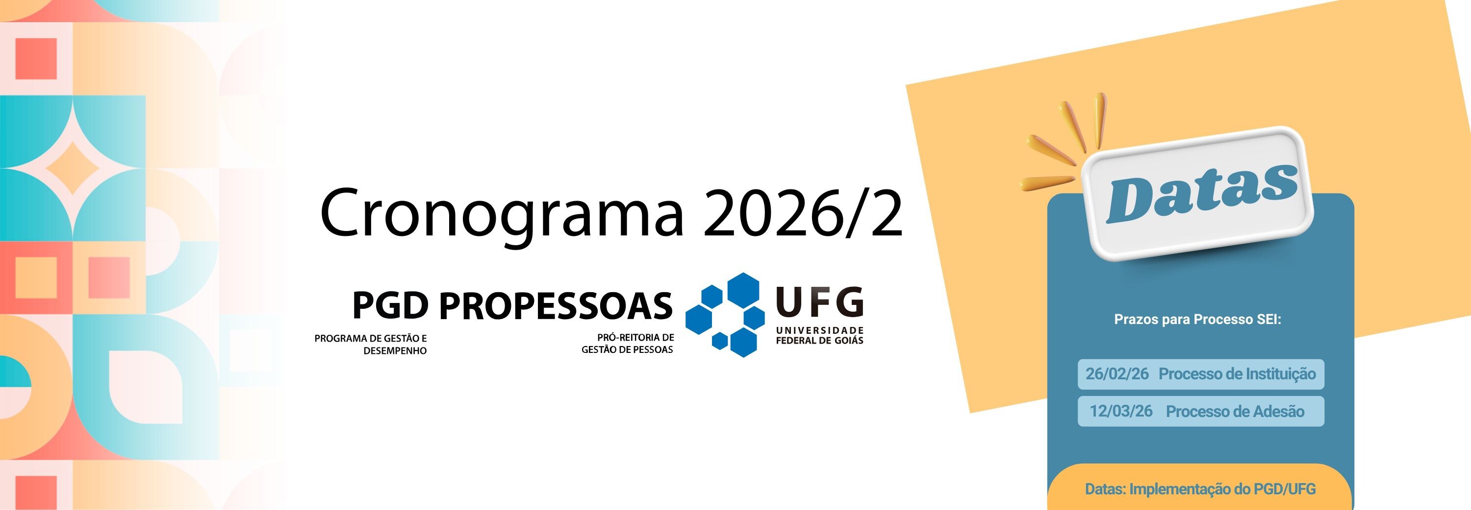Banner Cronograma do Ciclo do PGD/UFG 2026/2