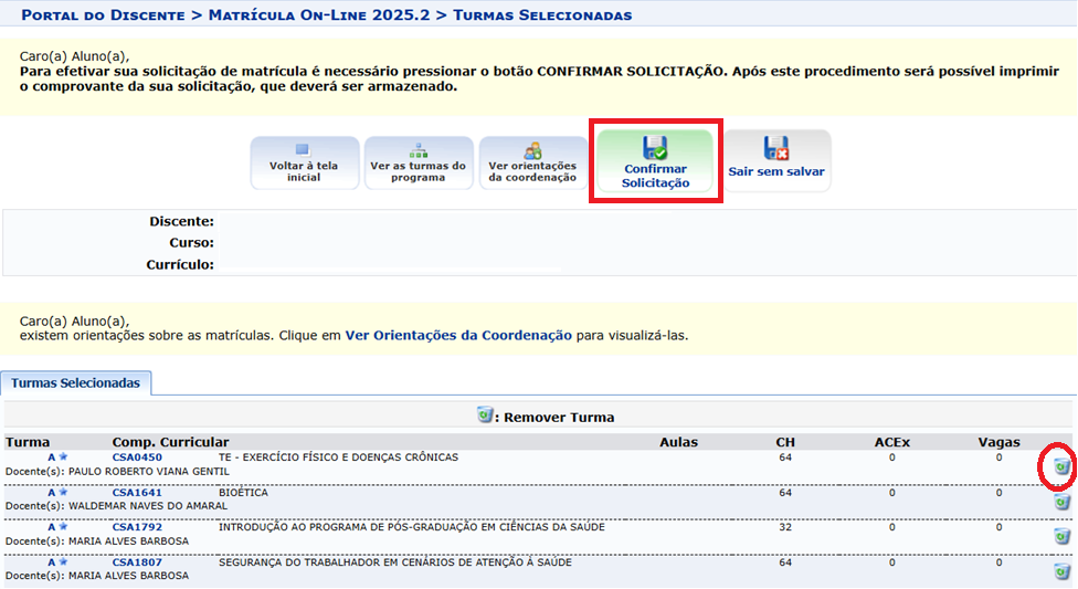  Cancelamento de disciplina