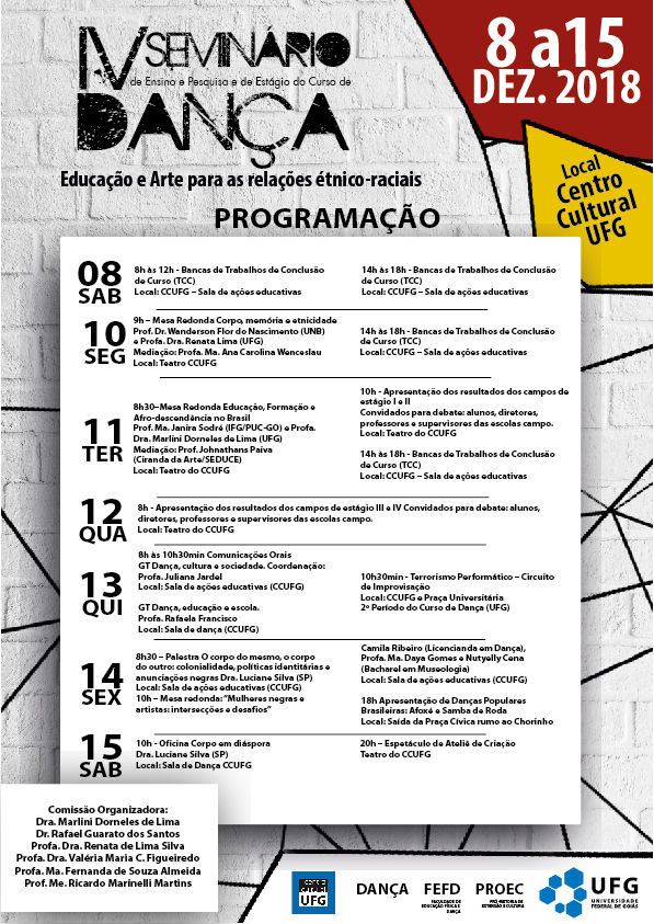 Programação - IV Seminário de Ensino e Pesquisa em Dança