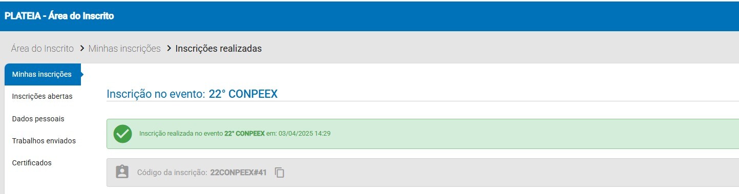 Código de inscrição