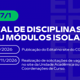 EDITAL DE DISCIPLINAS E/OU MÓDULOS ISOLADOS 2027-1