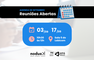 banner mostra informações sobre agenda de reuniões abertas do Nodus em setembro