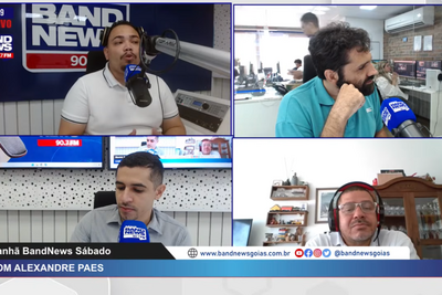 Imagem msotra captura de tela de transmissão ao vivo no YouTube da rádio BandNews FM Goiânia