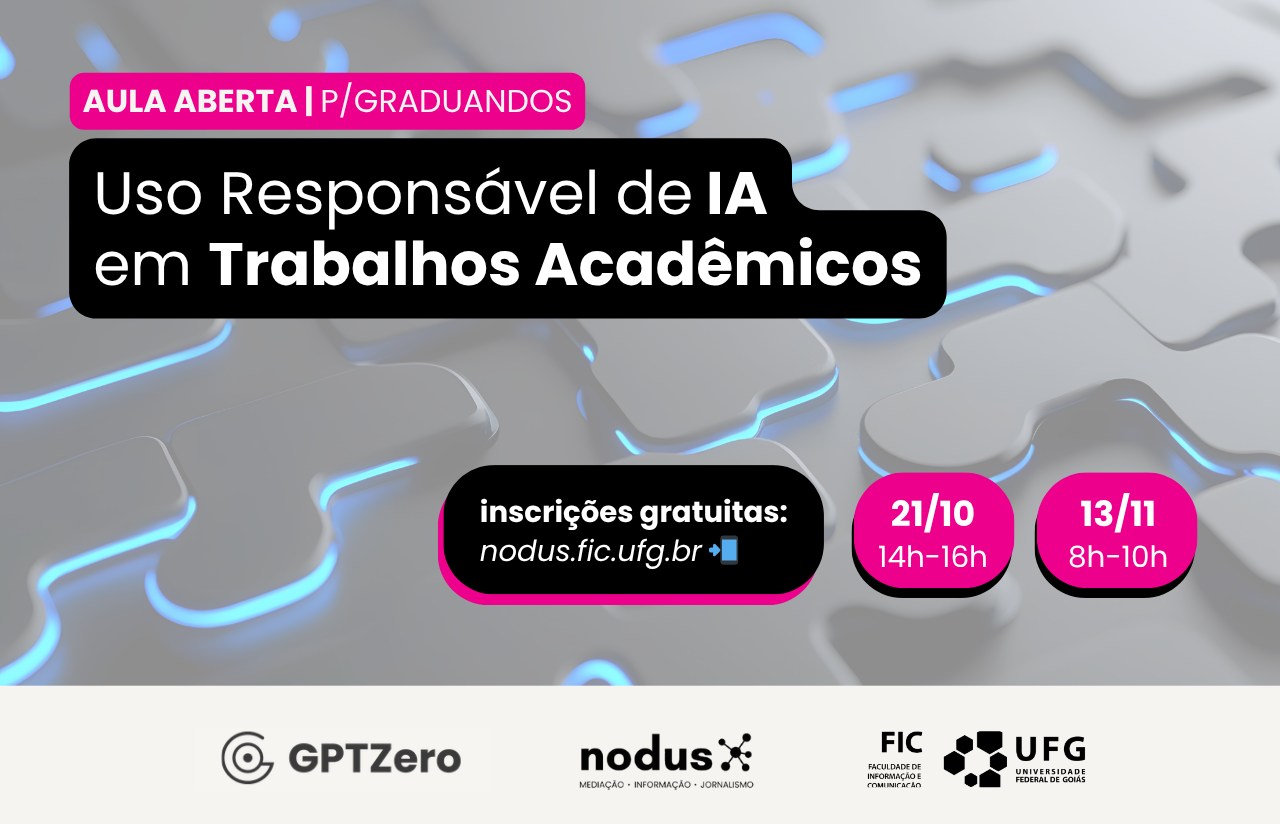 Imagem mostra detalhes de aula aberta sobre uso de IA em trabalhos acadÊmicos