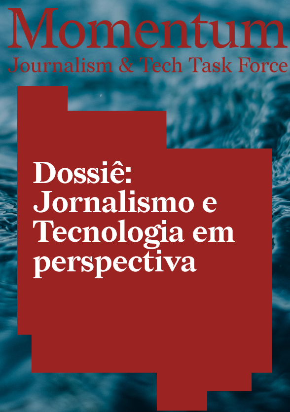 Imagem mostra capa de dossiê sobre jornalismo e tecnologia da Momentum